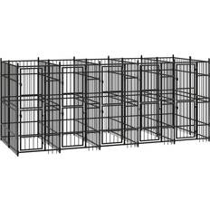 vidaXL Outdoor Dog Kennel Steel 9.22 mÂ²