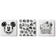 Disney Pyssellådor Disney Canvastavlor set av 3 Mickey Mouse Sketch 3x 30x30cm