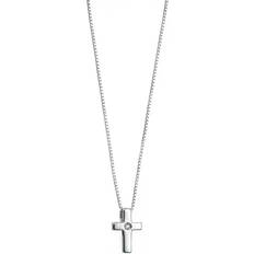 Children's Plain Cross Pendant - Silver/Transparent