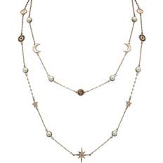 MOOD Plated Crystal And Cream Pearl Celestial Necklace