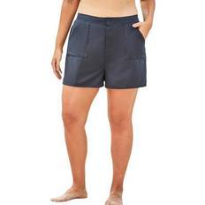 Blue - Women Swimming Trunks Plus Women's Cargo Swim Shorts with Side Slits by Swim 365 in (Size 30) Swimsuit Bottoms