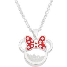 Disney Minnie Mouse Plated Brass Birthstone Floating Stone Necklace