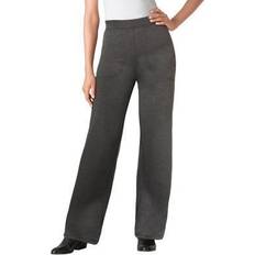 Woman Within Pants Woman Within Plus Women's Wide Leg Ponte Knit Pant in Heather Charcoal (Size WP)