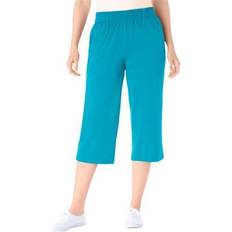 Woman Within Plus Women's Elastic-Waist Knit Capri Pant in Pretty (Size 5X)