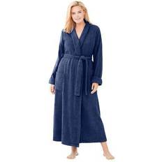 Blue Robes Plus Women's Long Terry Robe by Dreams & Co. in Evening (Size 2X)