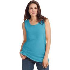 Turquoise - Women Tank Tops Woman Within Plus Women's Perfect Scoop-Neck Tank in Pretty (Size 4X) Top