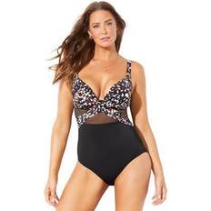 Swimsuits on sale Swimsuits For All Plus Women's Cut Out Mesh Underwire One Piece Swimsuit in (Size 18)