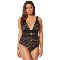 Swimsuits on sale Swimsuits For All Plus Women's Lace Plunge One Piece Swimsuit in Lace (Size 20)