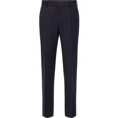 HUGO BOSS Slim Fit Wool Trousers - Dark Blue