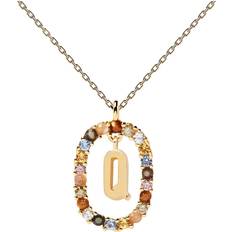 Letter Q Halsband - Gold/Multicoloured