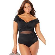 Swimsuits on sale Swimsuits For All Plus Women's Cap Sleeve Cut Out One Piece Swimsuit in (Size 14)