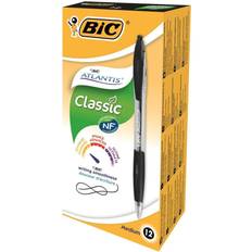 Bic Atlantis Retractable Ballpoint Pen Medium Black (12 Pack)
