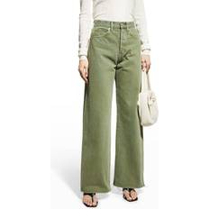 Veronica Beard Taylor Frayed High-Rise Wide-Leg Jeans - Green