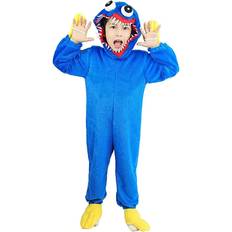 Kids Huggy Wuggy Plush Anime Game Cosplay Monster Horror Jumpsuit Costume Blue