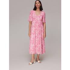 Whistles Women's Abstract Batik Midi Dress Pink/Multi