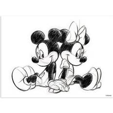 Billiga Tavlor Disney Canvastavla Mickey&Minnie Sitting Tavla