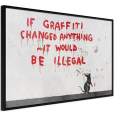 Artgeist med ramme Banksy: If Graffiti Changed Anything Guld 90x60 Plakat