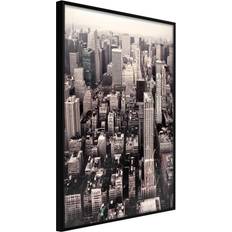 Artgeist New York from a Bird's Eye View Guld med passepartout Poster