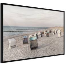 Brugskunst Artgeist med ramme Baltic Beach Chairs Sort med passepartout 60x40 Billede