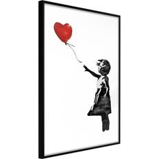 Artgeist Banksy: Girl with Balloon II Guld med passepartout Poster