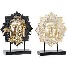 Dkd Home Decor Svart Gyllene Buddha MDF Harts (27 x 8 x 33,5 cm) (2 antal) Prydnadsfigur