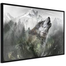 Artgeist med ramme Wolf's Territory Guld med passepartout 30x20 Billede