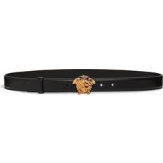 Leather - Women Clothing Versace La Medusa Leather Belt - Black