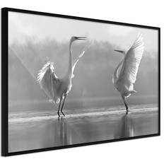Artgeist med ramme Black and White Herons Guld med passepartout 60x40 Plakat