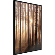 Artgeist med ramme Morning in the Forest Guld 20x30 Plakat