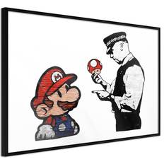 Papir mario Artgeist med ramme Banksy: Mario and Copper Sort med passepartout 60x40 Plakat