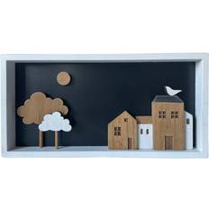 Dkd Home Decor Træ Brun Hvid Huse (40 x 3.5 x 20 cm) Vægdekorationer