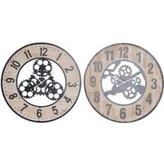 Natural Clocks Dkd Home Decor Wall Natural Black MDF Iron Gears (60 x 4,5 x 60 cm) Wall Clock 60cm