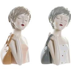 Dkd Home Decor ative Figure Pink White Resin Fashion Girls (15 x 15 x 27,5 cm) (2 Units) Figurine