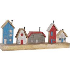 Verre Figurines Dkd Home Decor ative Figure Multicolour Iron Houses (60 x 10 x 24 cm) Figurine