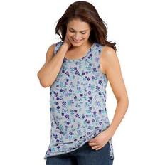 Woman Within Women Tank Tops Woman Within Plus Women's Perfect Printed Scoop-Neck Tank in Heather Pretty Floral (Size 42/44) Top