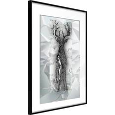 Artgeist med ramme Crystal Deer Sort med passepartout 30x45 Billede