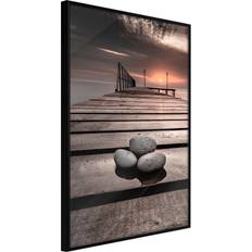 Artgeist med ramme Stones on the Pier Sort med passepartout 20x30 Billede