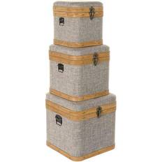 Poliéster Figuritas Dkd Home Decor Juego De Cajas Decorativas Beige Natural Madera Metal 30 x 40 cm 40.5 x 40.5 x 41.5 cm (3 pcs) Figurita