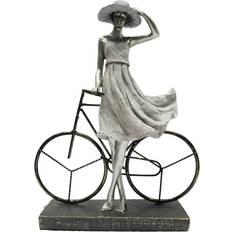 Dkd Home Decor Dekorativ Dame Sølvfarvet Cykel Metal Harpiks (27,5 x 9,5 x 34,5 cm) Dekorationsfigur