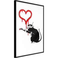 Artgeist med ramme Banksy: Love Rat Guld 40x60 Plakat