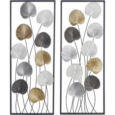 Metall Väggdekor Dkd Home Decor Löv av en Växt Väggdekor 35x90cm 2st