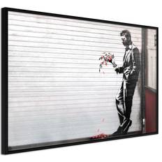 Artgeist med ramme Banksy: Waiting in Vain Guld 60x40 Plakat