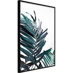 Artgeist Evergreen Palm Leaves Guld med passepartout Tavla