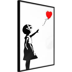 Artgeist Banksy: Girl with Balloon I Guld med passepartout Poster