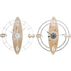 MDF Vægure Dkd Home Decor Natur MDF Hvid Jern (61 x 4,5 x 66 cm) Vægur