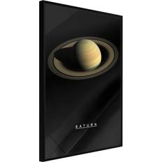 Artgeist med ramme The Solar System: Saturn Sort med passepartout 30x45 Billede