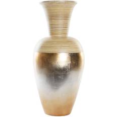 Bamboo Interior Details Dkd Home Decor Natural Silver Golden Mother of pearl Bamboo Tropical Leaf of a plant (25 x 25 x 53 cm) Vase