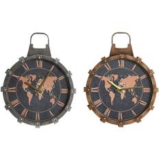 Bronze Ure Dkd Home Decor Krystal Sølvfarvet Gylden Jern Verdenskort (42 x 8,5 x 54 cm) Vægur