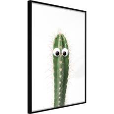 Artgeist med ramme Funny Cactus I Sort med passepartout 40x60 Plakat