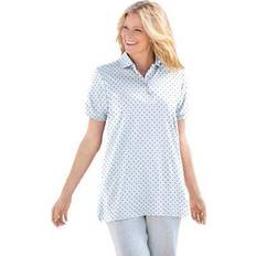 Woman Within Plus Women's Elbow-Sleeve Polo Shirt in (Size 3X)